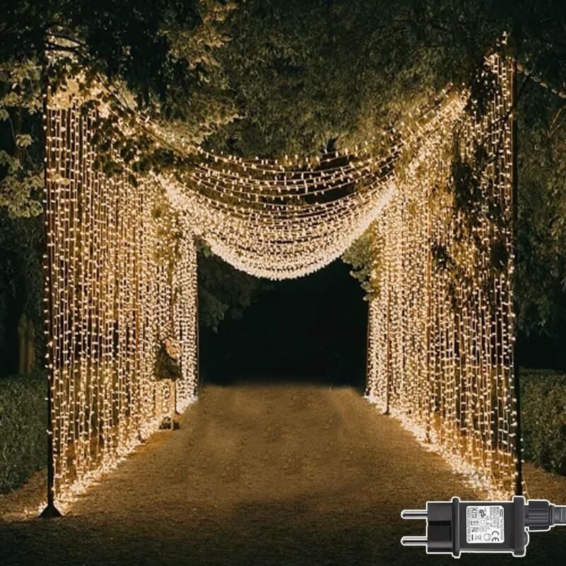 Ineasicer 600 LEDs Lichtervorhang 6m x 3m, 8 Modi Wasserdicht IP44 Lichterkette Vorhang Netzbetrieben, für Innen Außen H...