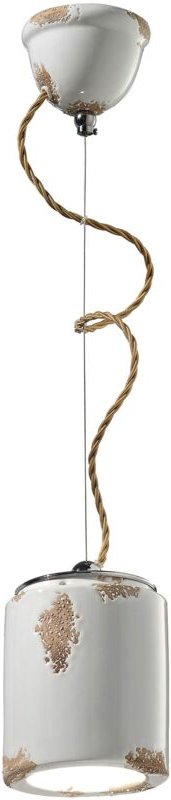 Hängelampe Keramik E27 d: 12,5 cm h: max. 114 cm Weiß Shabby Antik rund Vintage Design Keramiklampe