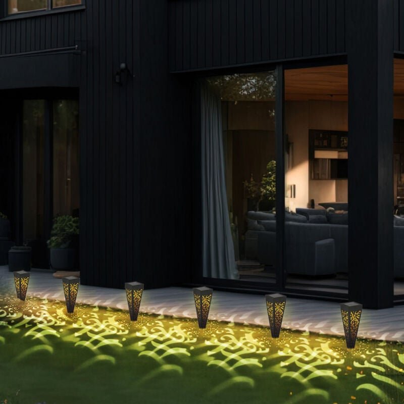 Steckleuchte Solarleuchten für den Garten rund Erdspieß schwarz, gold led Solar Gartenleuchten, Kunststoff, 1x led warmw...