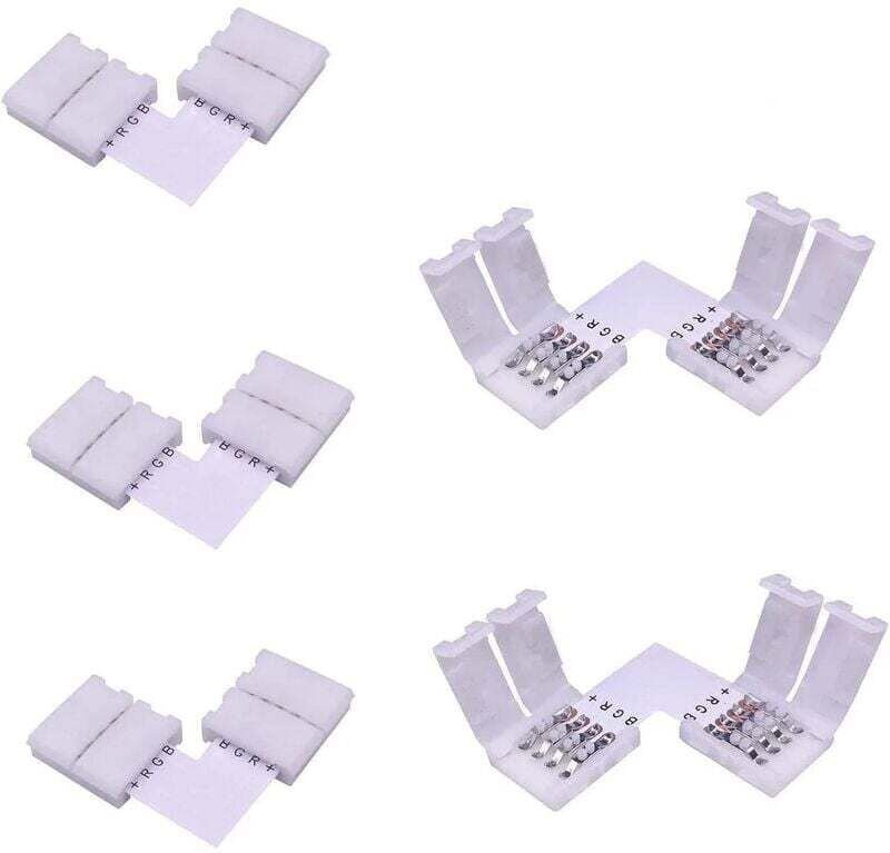 Packung mit 5 RGB 5050 LED-Streifen Schnellverbindern in L-Form/Steckverbindern, rechtwinkliger 4-Pin-Verbinder für 10 m...