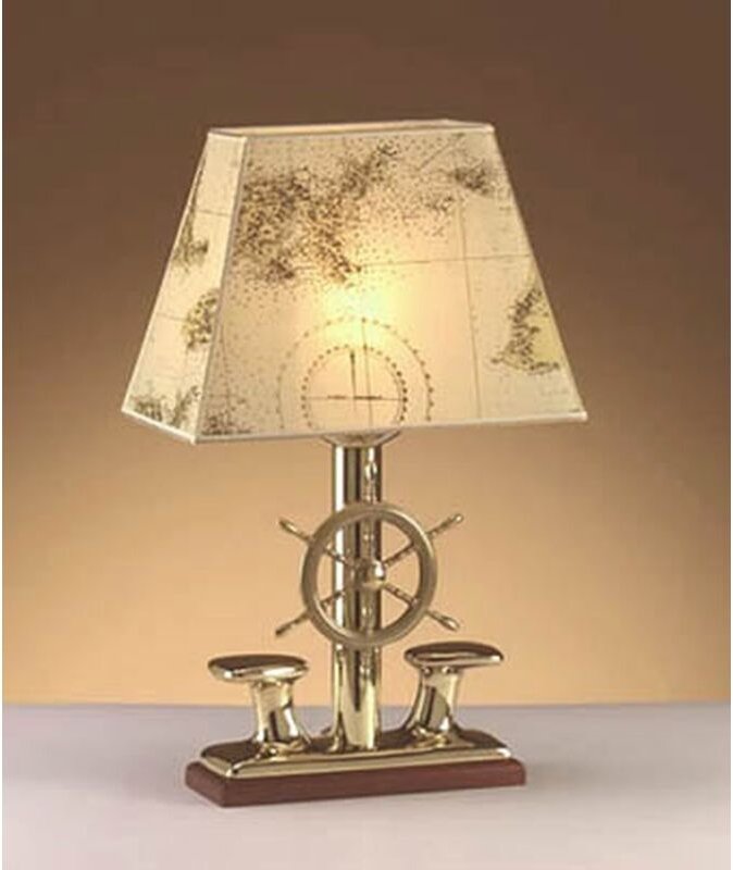Tischleuchte Maritim aus Messing Papier dekorativ E27 Büro Arbeitszimmer