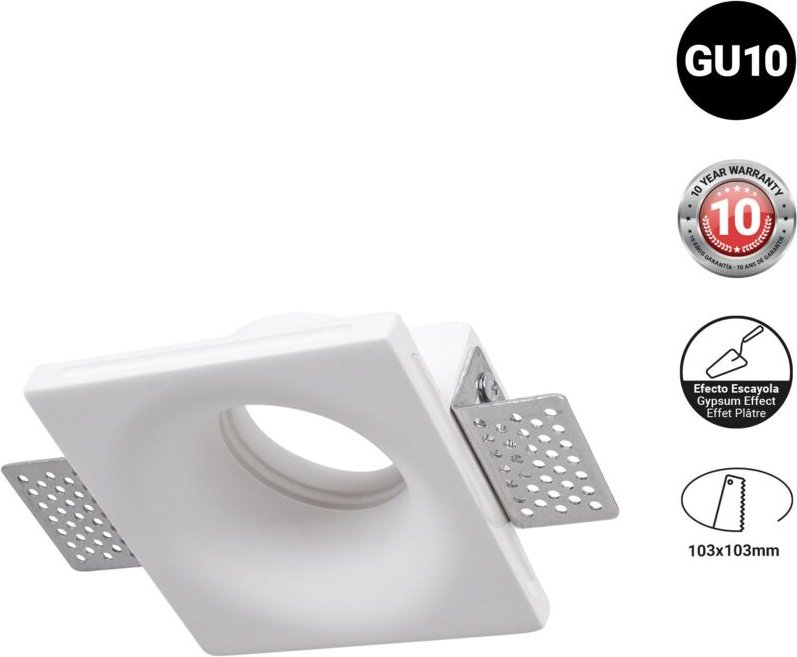 Quadratischer Gips-Einbaustrahler "MUR" - Trimless - 1 x GU10