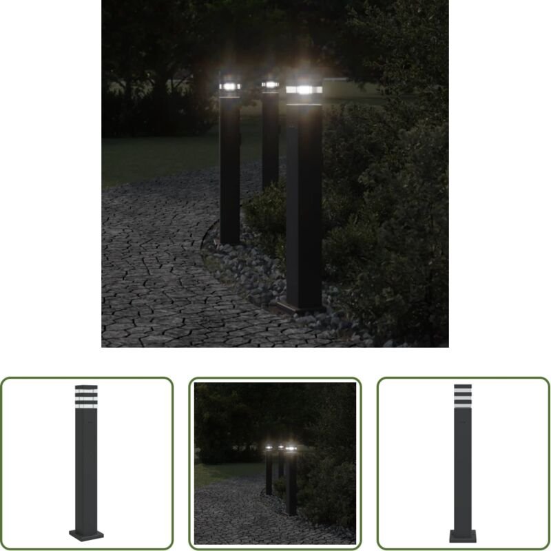 vidaXL Wegeleuchte - Wegeleuchte mit Steckdose Schwarz 80 cm Aluminium