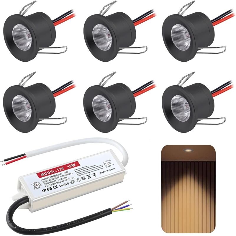 LED Einbaustrahler 12V 2W, mini Led Spot Warmweiß, Deckenspots Einbauleuchten 25-28mm EinbauØ,IP65 LED Spots für Badezim...
