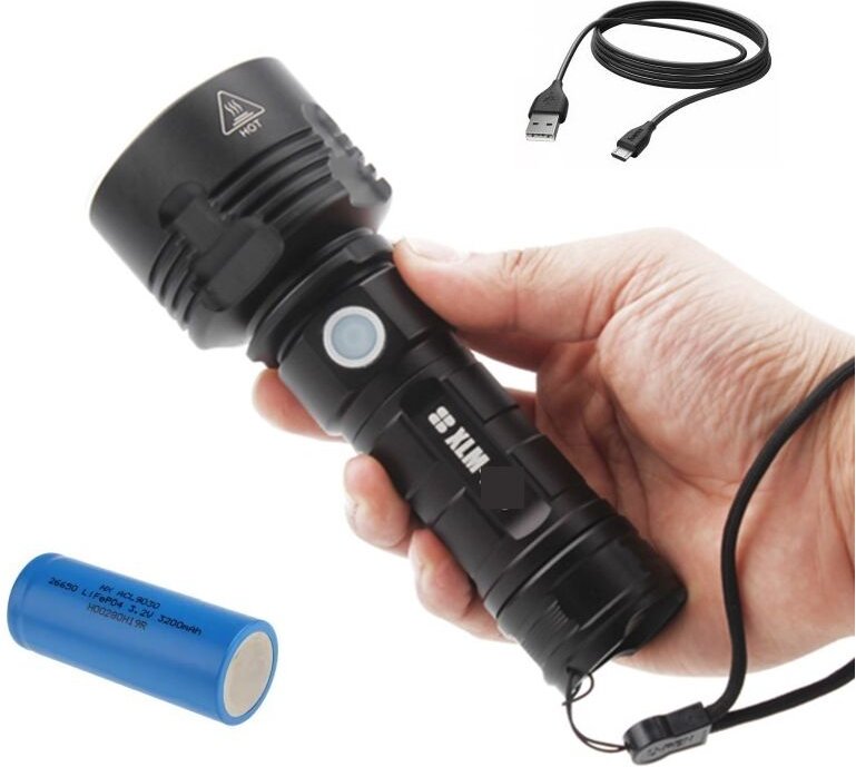 LEISTUNGSSTARKE CREE ZOOM MILITÄR-TASCHENLAMPE, REICHWEITE 2 km, XHP90