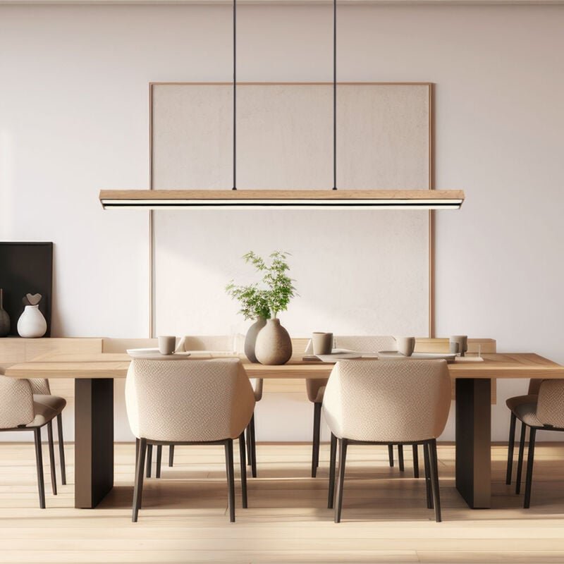 Zugpendelleuchte Pendelleuchte Holz Hängelampe Esstisch mit Memory Funktion, 3 Stufen Backlight Metall schwarz matt, 1x ...