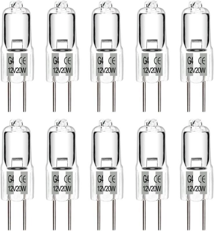 10 Stück G4 Halogenlampen, G4 Warmweiß Glühbirne 12V 20W, Transparente Kapsel, Für Kronleuchter, Schränke, Deckenleuchte