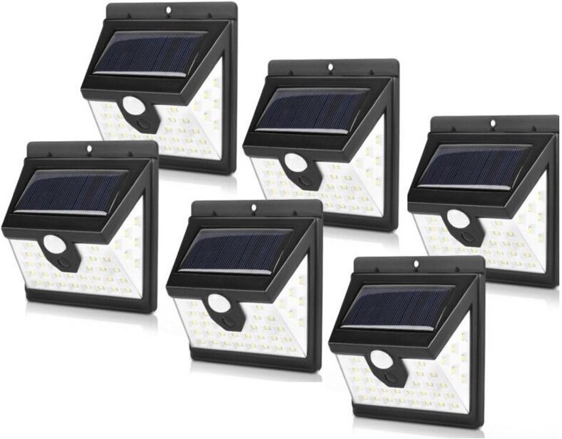 Solarleuchten, 6er-Set Solar-Sicherheitsleuchten, 40 LEDs – Bewegungsmelder, 3 Modi – wasserdicht, für den Garten, schwa...