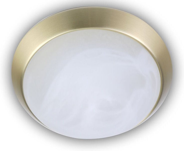 LED-Deckenleuchte rund, Glas Alabaster, Dekorring Messing matt, ø 35cm