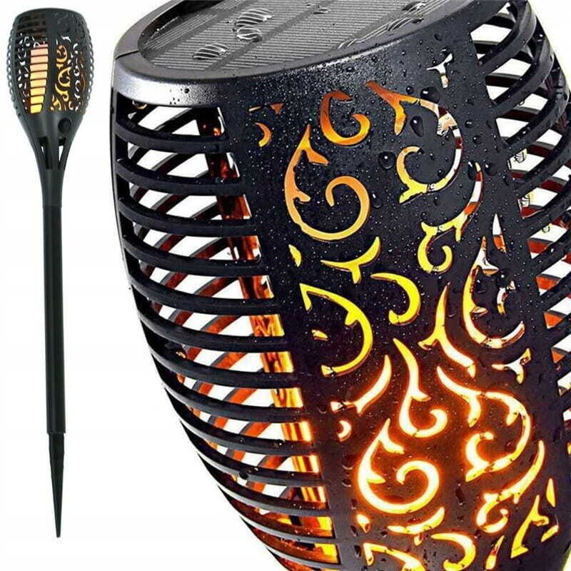 Solarlampe Fackel XL 50 cm Flammeneffekt Gartenlampen 12LED