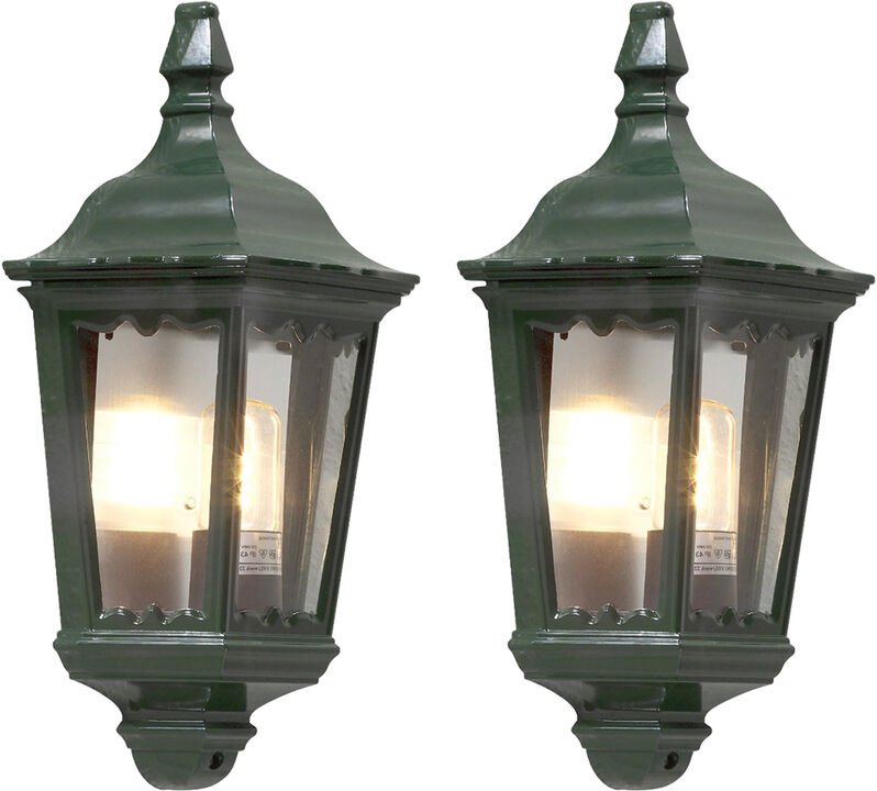 Konstsmide - 2er-Set grüne Wandleuchten Halbschale firenze, E27, Aluminium, Höhe 44 cm
