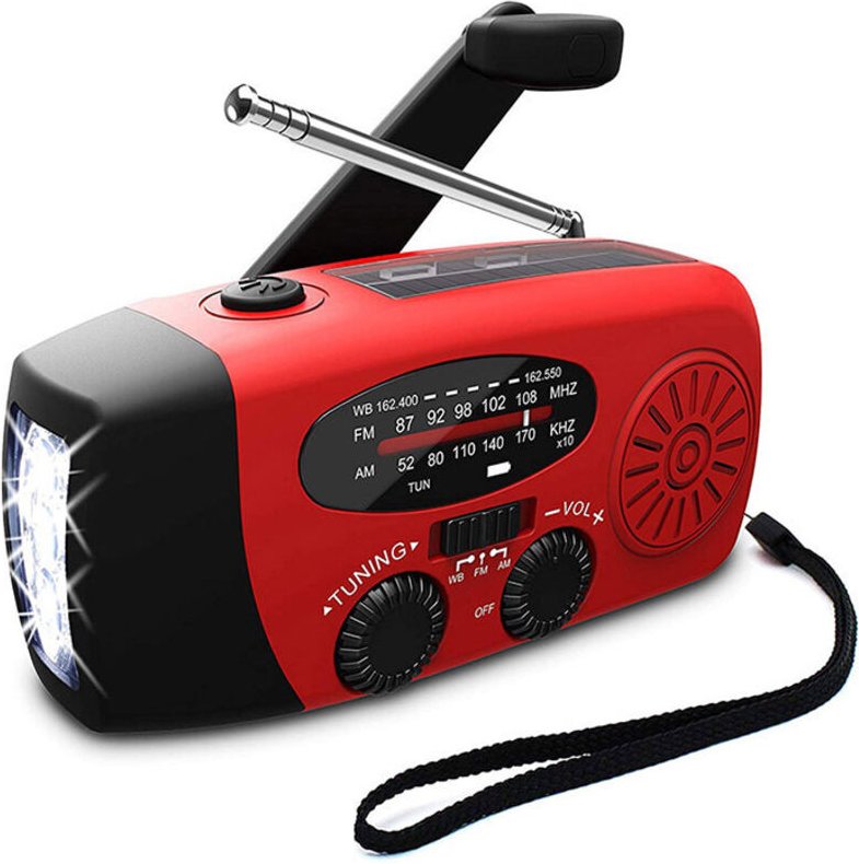 Notfallradio mit Handkurbel und Taschenlampe, tragbares NOAA AM/FM-Wetterradio, 2000-mAh-Powerbank für Outdoor-Aktivität...