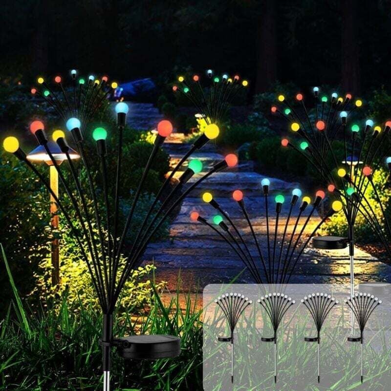Lot de 4 Guirlandes Solaires Étanches IP65 10 LED Multicolores pour Jardin Terrasse Arbustes Décor Extérieur