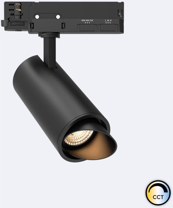 Thumbnail - Efectoled - 3-Phasenstromschiene LED-Strahler 30W Fasano Cilindro Bisel cct Dimmbar dali Schwarz (2700K - 3200K - 4000K)...