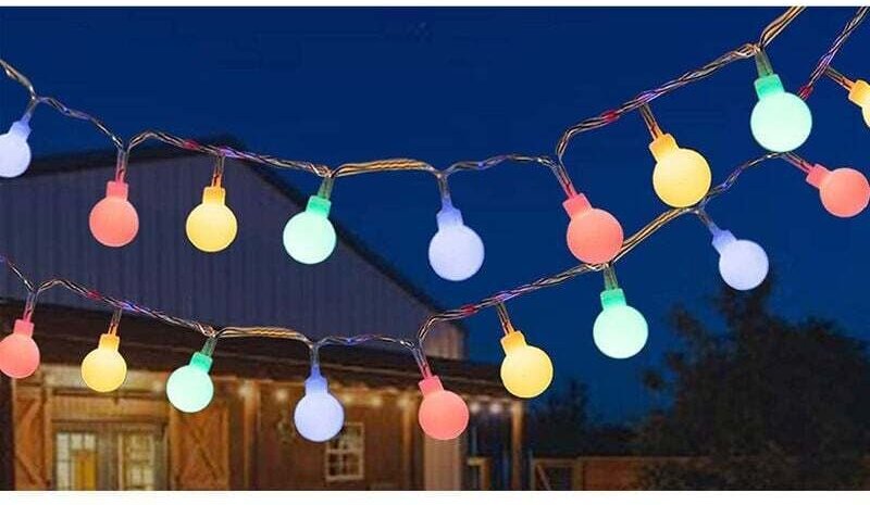 Guirlande lumineuse d'extérieur, ampoules colorées, 12 m, 100 LED, guirlande lumineuse de Noël pour fêtes, jardins, balc...