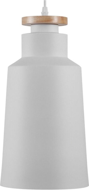 Hängeleuchte Weiß Metall und Holz mit Schirm in Zylinderform Skandinavischer Stil für Kücheninsel Wohn- Schlaf- und Essz...