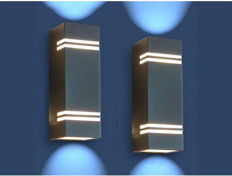 2 Stk Edelstahl led Außenwandleuchte stripes, Fassadenbeleuchtung, Up& Downlight