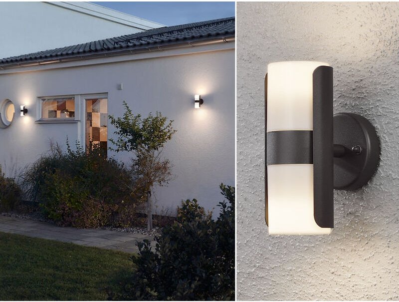 Konstsmide - 2er Set Außenwandleuchten modena schwarz opal, Uplight / Downlight, IP54