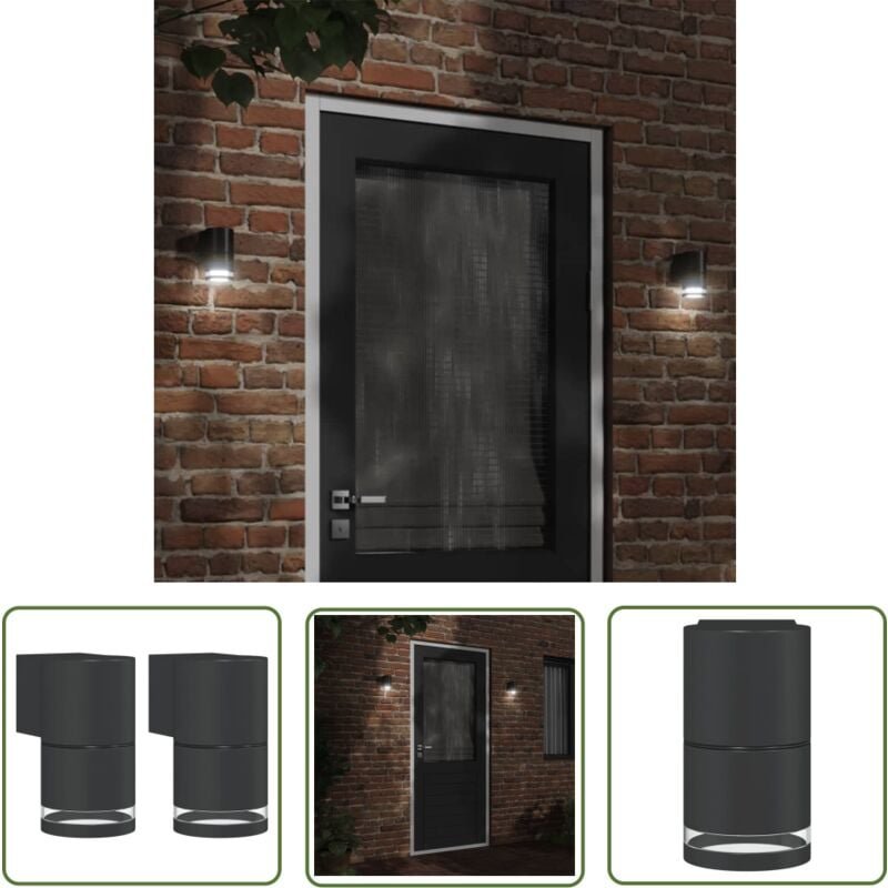 Thumbnail - The Living Store - Außenwandleuchten 2 Stk. Schwarz Aluminiumdruckguss - Außenleuchte - Wandleuchte - Gartenleuchte - LE...