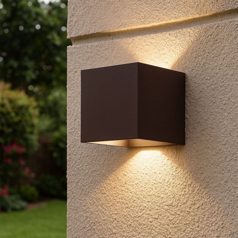 Außenleuchte Fassadenlampe Wandlampe rost Balkonleuchte Up Down Wandleuchte, led 2x 3 Watt 2x 290Lm warmweiß, LxBxH 10x1...