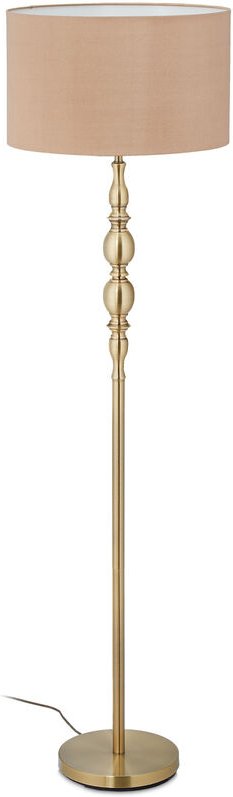 Stehlampe Wohnzimmer, E27, mit Kabel, Stoff Lampenschirm ø 43 cm, Vintage Stehleuchte 156 cm hoch, beige-gold - Relaxday...