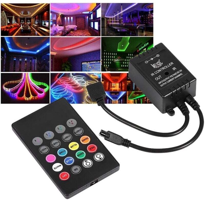 12V-24V 18A RGB-Controller LED-Streifenlicht-Dimmer-Controller RF-Fernbedienung 20-Tasten-Funksteuerung RGB-LED-Streifen...
