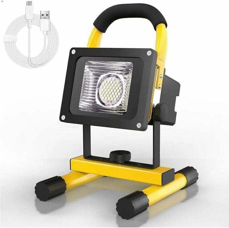 Projecteur led Rechargeable 30W 2500LM Projecteur Chantier 6000mAh Lumiere led Sans Fil Exterieur Projecteur led Batteri...