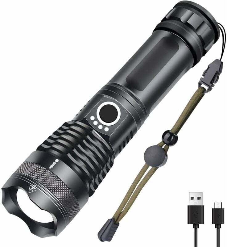 Taschenlampe, per USB wiederaufladbare LED-Taschenlampe, extra leistungsstark, 1000 Lumen, XHP50, 5 Modi, IP65, wasserdi...