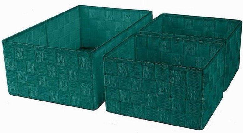 Trade Shop Traesio - Trade Shop - set mit 3 rechteckigen badezimmer-organizerkörben aus stoff, grün 69951 -