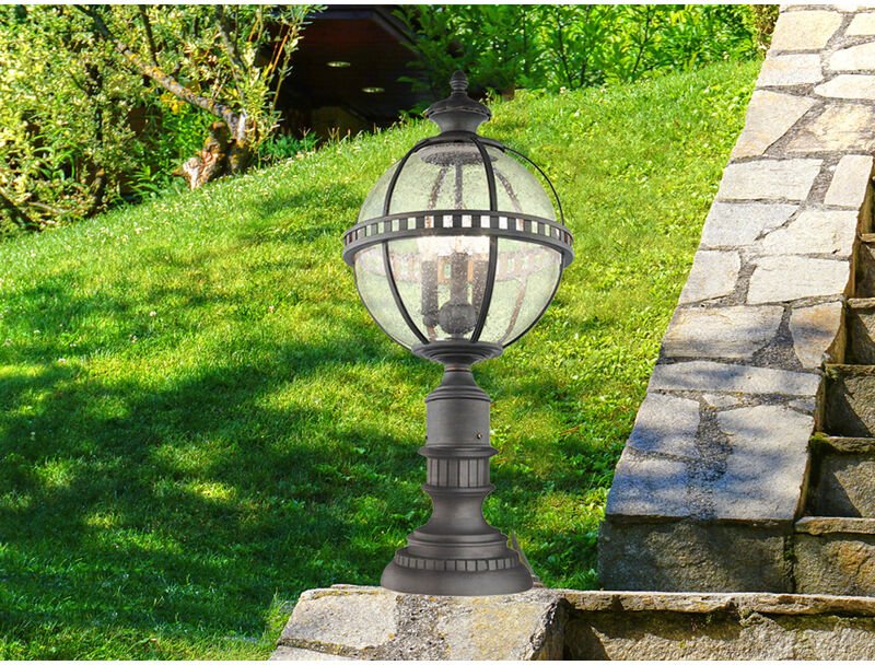 Wegeleuchte halleron im Jugendstil mit Glaskugel, Anthrazit Höhe 70cm