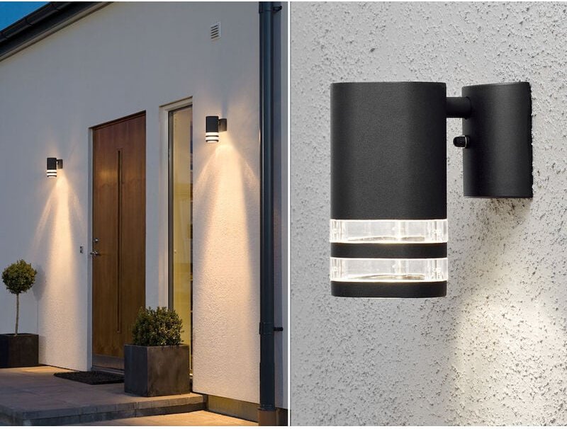 Konstsmide - 2er-Set Wandleuchten modena Aluminium schwarz Downlight GU10, Höhe 15,5 cm, IP44