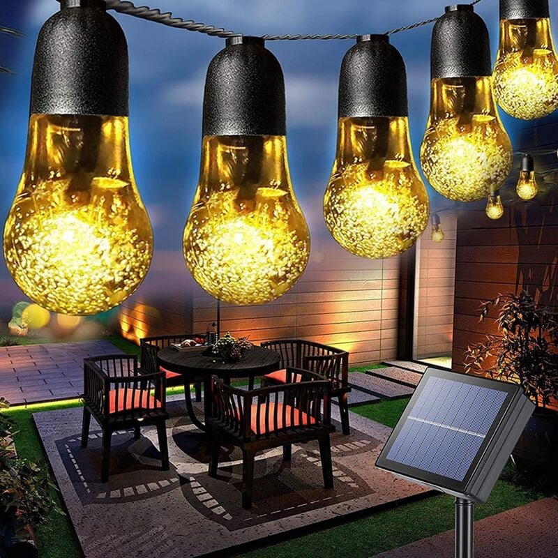 Solar-Lichterkette für den Garten, 7,6 m/30 Solarbirnen, wasserdicht, 8 Modi, Kristall, dekorative Beleuchtung für Garte...