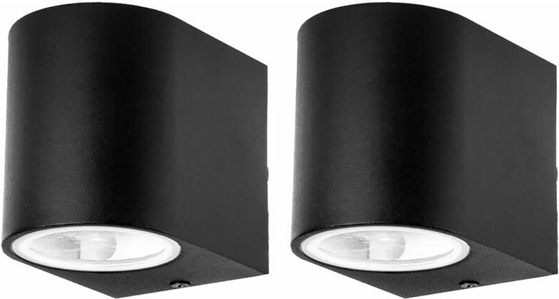2er Set Außen Wand Leuchten schwarz Haus Tür Alu Strahler GU10 Veranda Down Lampen