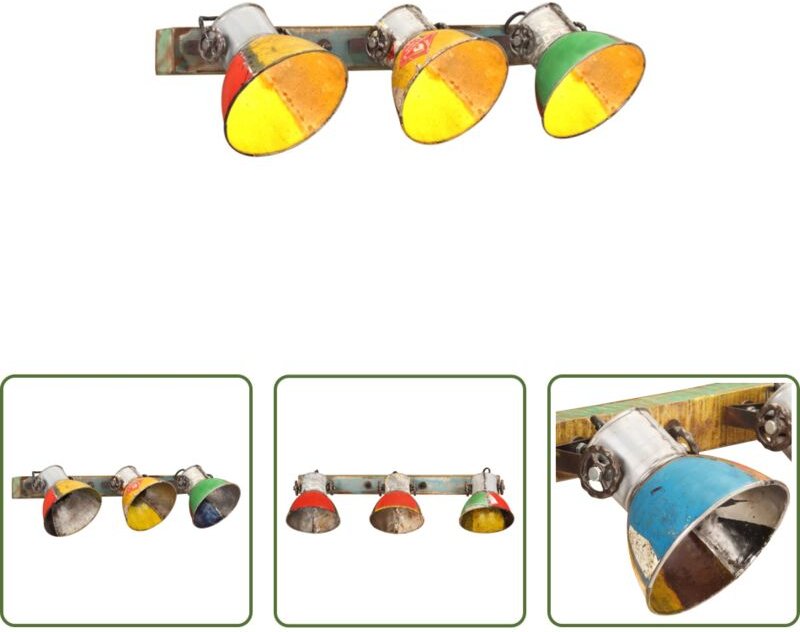 Wandlampe mit 3 Flammen - Wandleuchte Industrie-Stil Mehrfarbig 65x25 cm E27