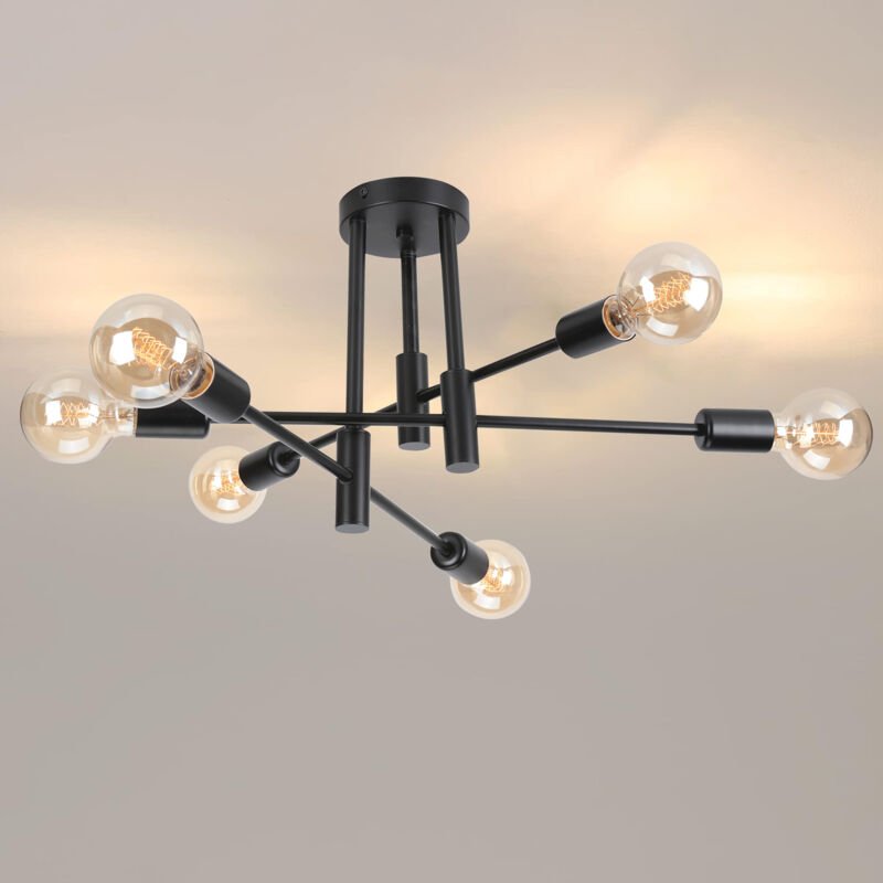 6-Flammige Moderne Deckenleuchte E27 Eisen Deckenlampe Flurlampe für Wohnzimmer Esszimmer Küche Bars - Ohne Leuchtmittel