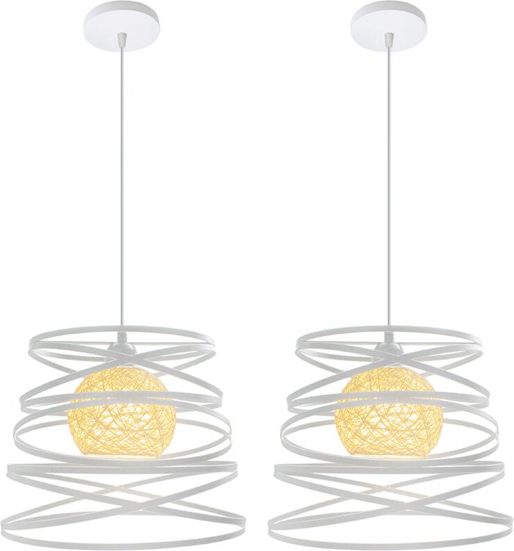 2 Stück Industrielle Pendelleuchte E27 Spirale Metall Lampenschirm Vintage Hängelampe für Schlafzimmer Wohnzimmer Küche ...