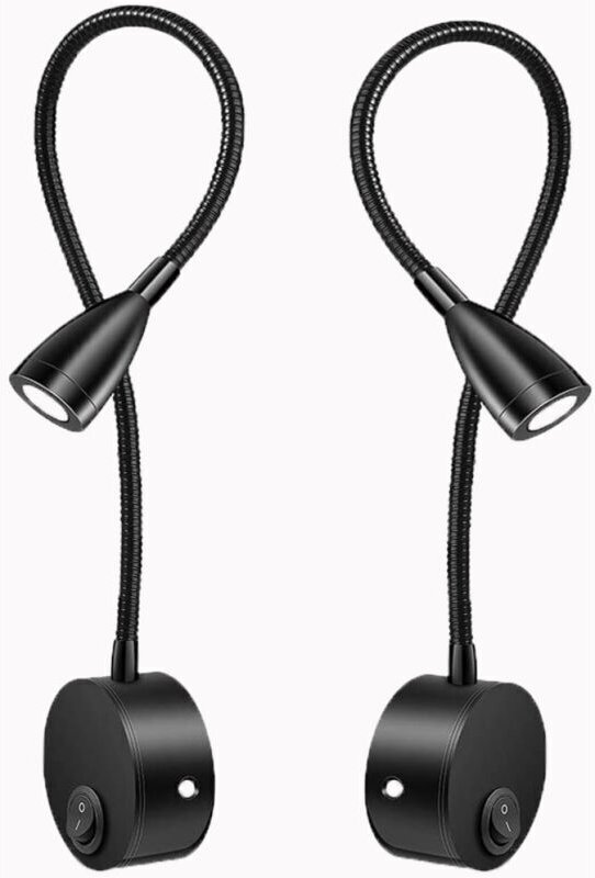 Nachttisch-Wandlampe, 2 Stück, Wandlampe, Leselampe, LED-Schwanenhalslampe, 3 w, 3000 k warmweiße Leselampe