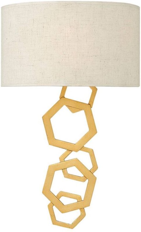 Wandlampe Leuchte Stahl Gold H 50,8 cm Flurleuchte 2 Flammig Treppenhaus