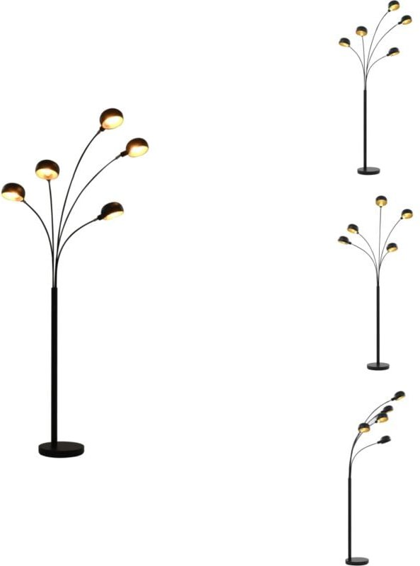Stehlampe 200 cm 5 x E14 Schwarz und Golden - Stehlampe - Bogenlampe - Wohnzimmerlampe - Esszimmerlampe - Modernes Licht...