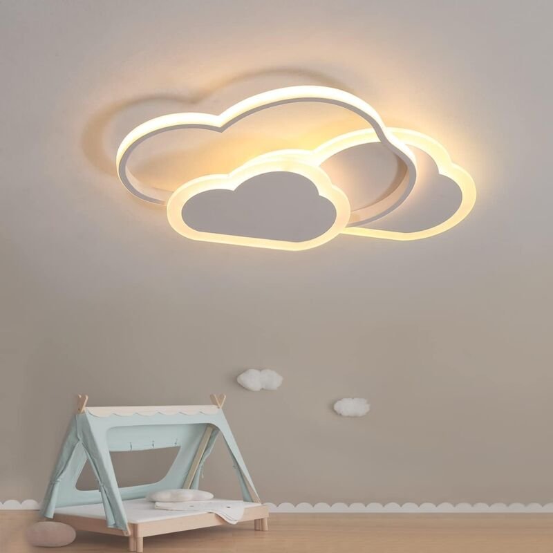 COMELY Kreative LED-Deckenleuchte Wolke 32W 42cm - Ideal für Schlafzimmer, Kinderzimmer - Weiß (Warmweißes Licht 3000K)