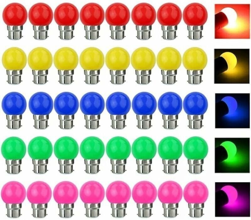 Vtizikl Lot de 40 Ampoules LED Multicolores B22 3W Équivalent 30W 300LM - Décoration Ambiance pour Fête, Maison, Bar (22...