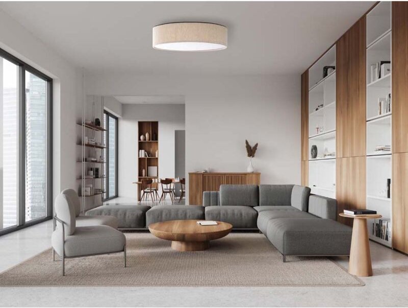 Nowa - Deckenlampe Deckenleuchte Wohnzimmerlampe 3 Stufen Dimmer Textil beige d 50 cm