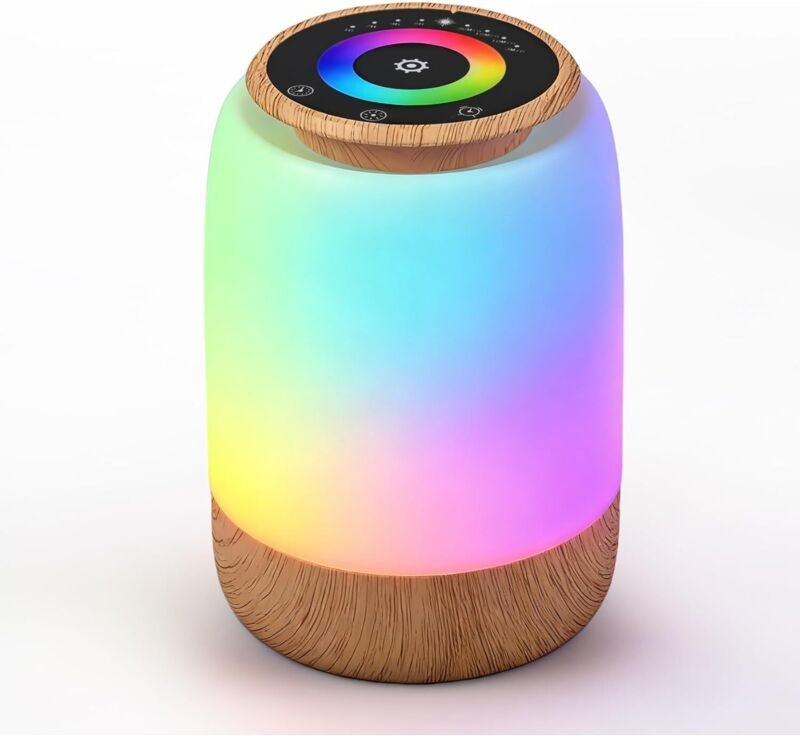 Nachttischlampe, LED-Nachtlicht mit 256 RGB-Farben, 7 Beleuchtungsmodi, 4 Helligkeitsstufen, Timer- und Countdown-Funkti...
