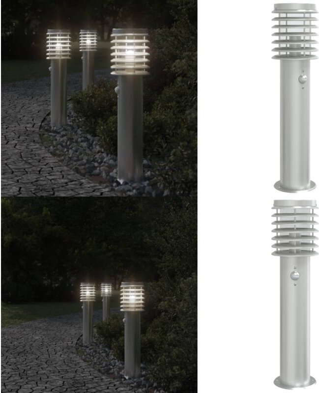 Wegeleuchte mit Bewegungsmelder Silbern 60 cm Edelstahl - Wegeleuchte - Edelstahl - Außenbeleuchtung - LED-Beleuchtung -...