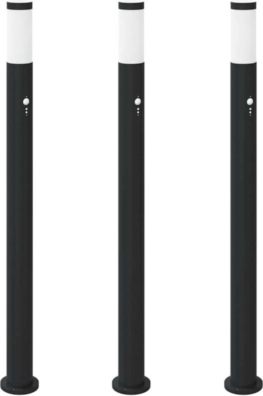 Pollerleuchten mit Sensor 3er 110 cm Edelstahl IP44 vidaXL