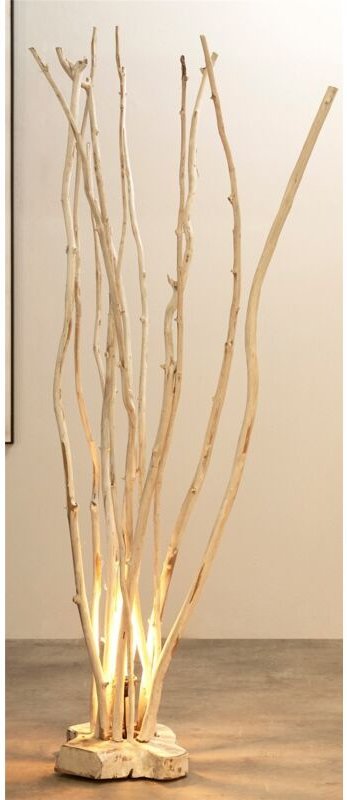 Stehlampe aus weißem Teakholz, 160 cm, 60 x 40 x 160 cm