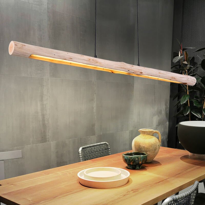 Thumbnail - Pendellampe Holzbalken Hängeleuchte Holz Pendelleuchte led dimmbar, 3-Stufen, schwarz, 20W 1358lm 3000K, LxBxH 120 x 7 x...