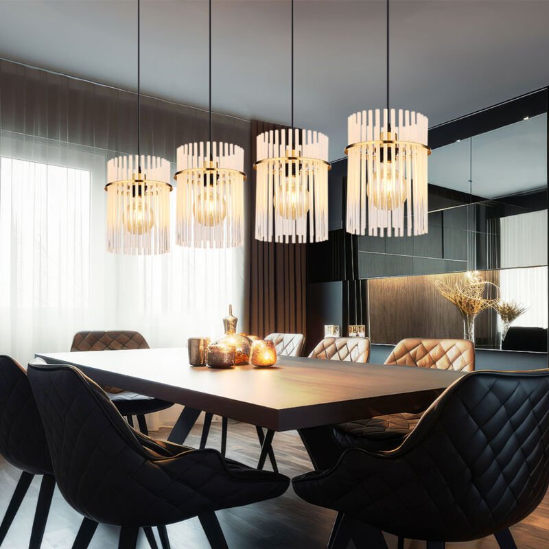 Led Hängeleuchte Pendellampe Glasstäbe Esszimmerleuchte Deckenleuchte Wohnzimmerlampe gold, klar opal, Metall, 4x 9W 4x ...