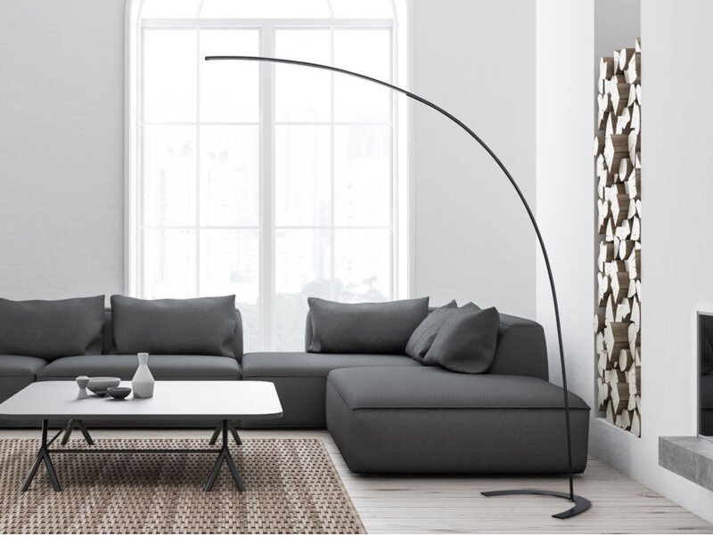 Trio - led Bogenlampe shanghai dimmbar, 200cm Ausladung, Metall schwarz