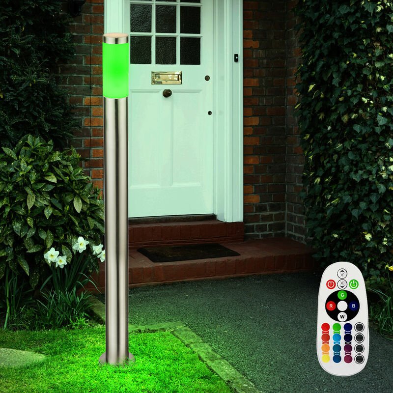 Edelstahl Steh Leuchte Außen Beleuchtung Fernbedienung im Set inklusive rgb led Leuchtmittel